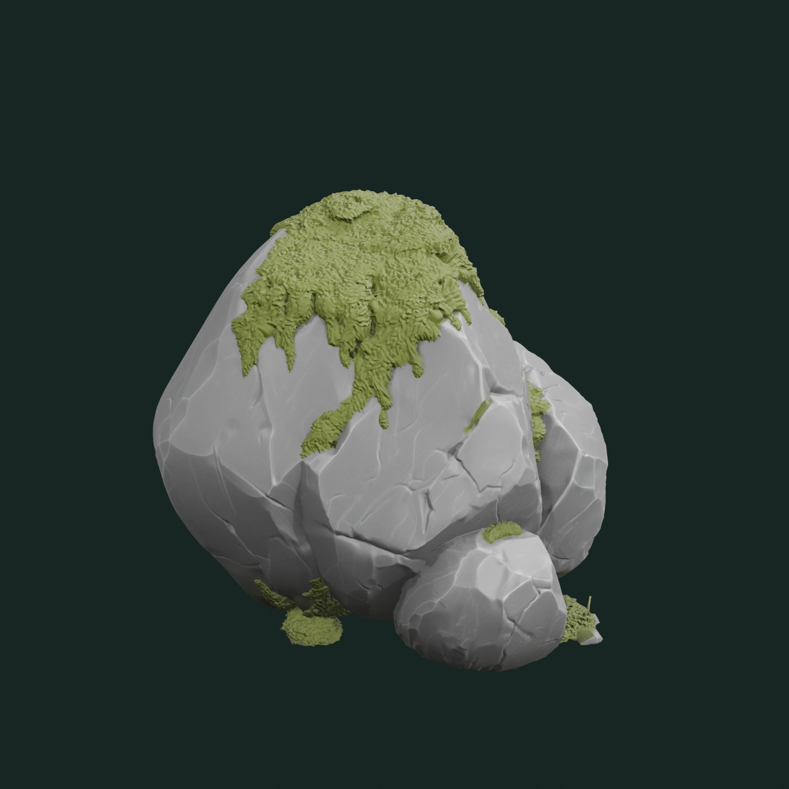 Mossy Forest Boulder — render textured